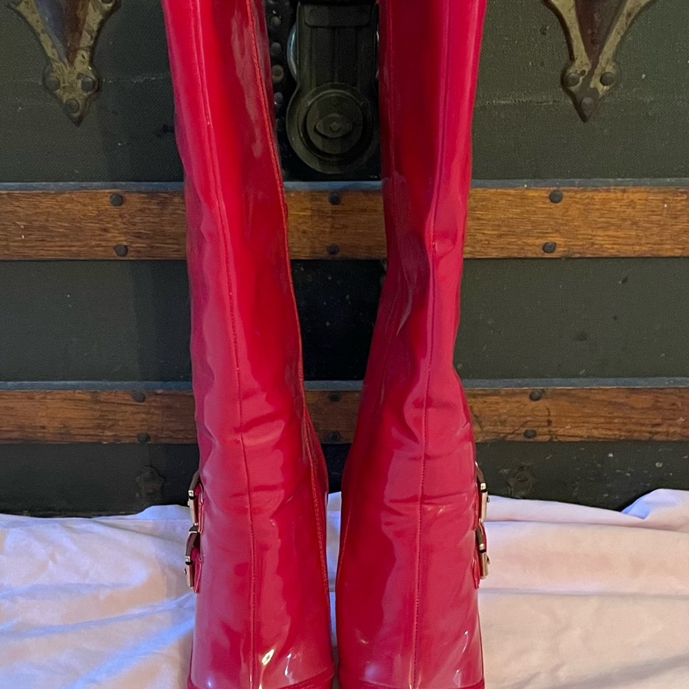 RED Patton leather high heel boots. - Picture 2 of 4